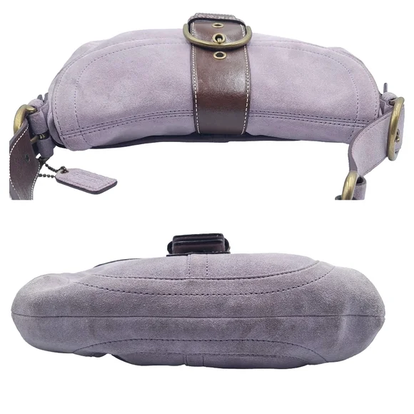 Vintage Y2K Coach Soho 9688 Demi Flap Lilac Suede Hobo Bag - Picture 7 of 13